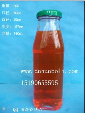 240ml方果汁饮料玻璃瓶