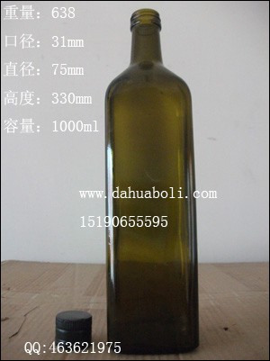 1000ml棕色方形橄榄油玻璃瓶