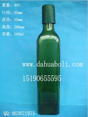 一斤装墨绿色方橄榄油玻璃瓶