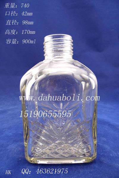 900ml方形玻璃酒瓶