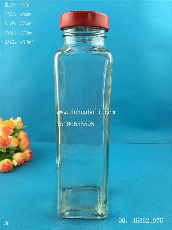 450ml方形饮料玻璃瓶